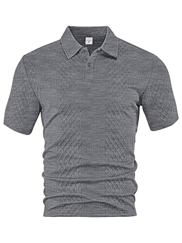 Men's Clothing Men's Summer Thin Loose Breathable Leisure Solid Color Jacquard Cloth Lapel Short Sleeved Men's Polo Shirt_viptrois.com
