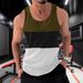 "Men's Slim Fit Workout Tank Top - Breathable Polyester Sleeveless Gym Vest With Striped Design For Summer Sports & Casual Wear"_viptrois.com