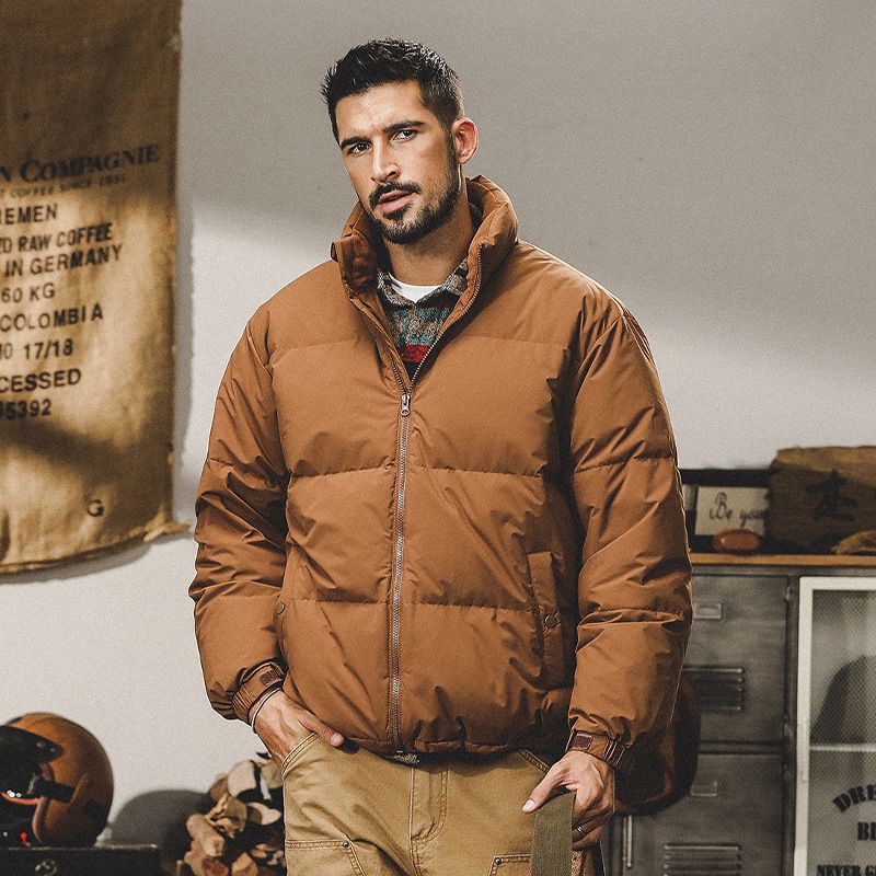 Men's Clothing Short Down Jacket Winter Men's Short Puffer Jacket, High-Loft Duck Down Coat, Warm Winter Oversized Bomber For Teens & Young Adults_viptrois.com