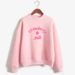 2022 New Strawberry Milk Text Print Simple Harajuku Hoodie Long Sleeve Mid-Neck Sweatshirt_viptrois.com