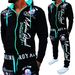 Men's Fashion Two-piece Hooded Sweatshirt And Pants Hooded Printed Sports Suit_viptrois.com