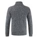 Men's Fleece Lined Zip Up Sweater - Warm Winter Knit Cardigan With Stand Collar, Solid Color Casual Outerwear_viptrois.com