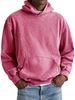 Men’s Vintage Washed Cotton Hoodie – Distressed Pullover With Patch Pockets In Army Green/Black/Brick Red_viptrois.com