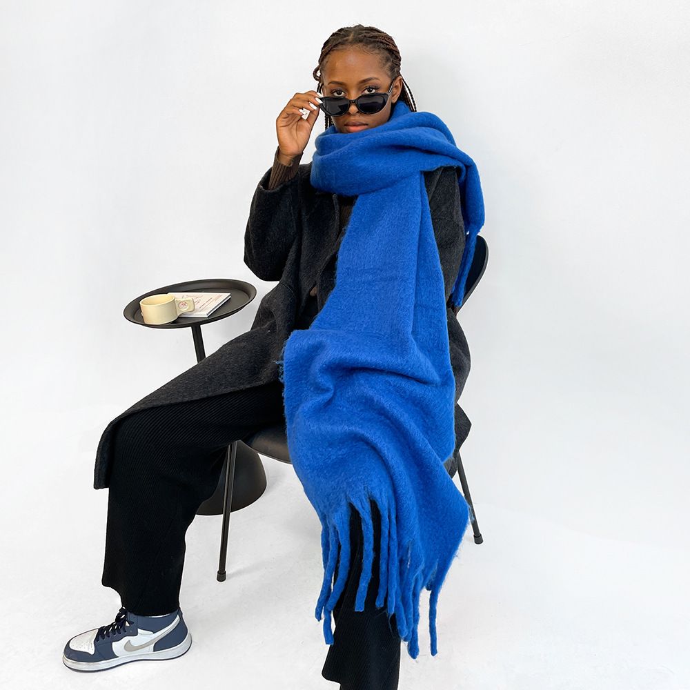 2025 Autumn Winter New Seahorse Hair Korean Style Atmosphere Scarf For Women Versatile High-end Feel Solid Color Neck_viptrois.com