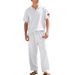 Summer Loose Men's Beach Linen Breathable Casual Large Size Lapel Independence Day Trousers Suit_viptrois.com