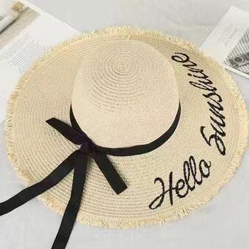 Hats made of women's straw, popular on the internet summer beach outings. Fashionable versatile for shading and sun_viptrois.com