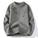 Men's Crew Neck Pullover Long Sleeve Ripped Sweater Trendy Men's Casual Warm Knitted Sweater_viptrois.com
