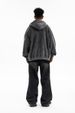 Autumn Winter New Paris Plain Washed Vintage Cardigan Fleece-Lined Hooded Sweatshirt_viptrois.com