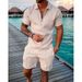 Men's Knit Polo & Shorts Set - Zipper Lapel Casual Short Sleeve Outfit_viptrois.com