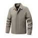 Blue Fantasy Men's Business Casual Jacket - Winter Warm Polyester Zip-Up Blazer With Notch Lapel - Slim Fit Office & Travel Coat_viptrois.com