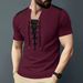 Men's Waffle Casual Color Matching Drawstring Round Neck Short Sleeved T Shirt Top_viptrois.com