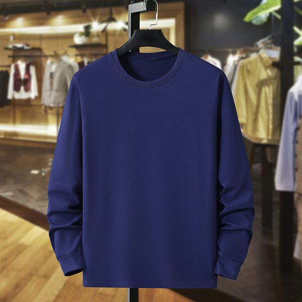 Men's Clothing 100% Cotton White Long Sleeve T Shirt, Spring And Autumn, Simple Design, Loose Fit, Pure Cotton Youth Autumn Base Layer Top_viptrois.com