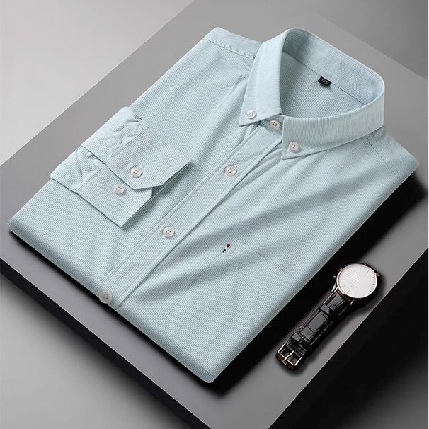 Men's Clothing Plus Size Spring And Autumn Men's Long Sleeved Shirt Fat Guy Fat Large Loose Business Shirt_viptrois.com