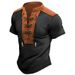 Vintage Drawstring Stand Collar Polo Shirts Summer Men Casual Short Sleeve Tops For Mens Retro Patchwork Polo T Shirts_viptrois.com