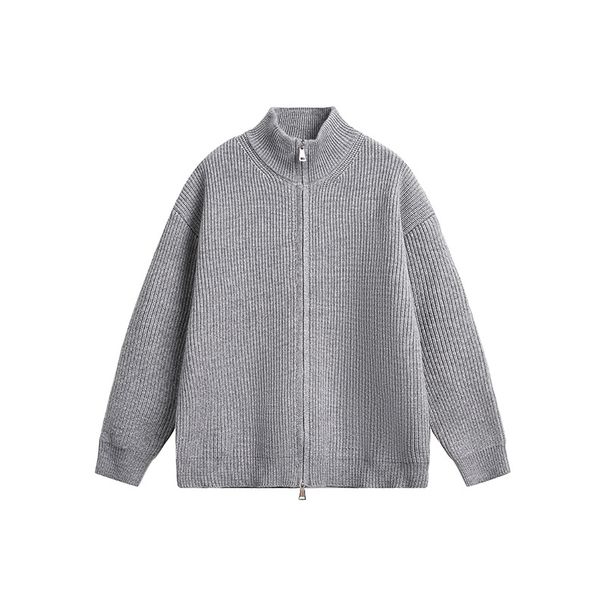 Men's Stand Collar Knitted Cardigan – Cleanfit Lazy Style, Unisex Oversized Sweater Jacket (M-3XL, White/Gray/Black/Red/Apricot White)_viptrois.com