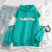 American Style Color Block Sweatshirt For Men, Loose Fit, Niche Cute Cartoon Pullover, Outerwear, Cool And Handsome Top_viptrois.com