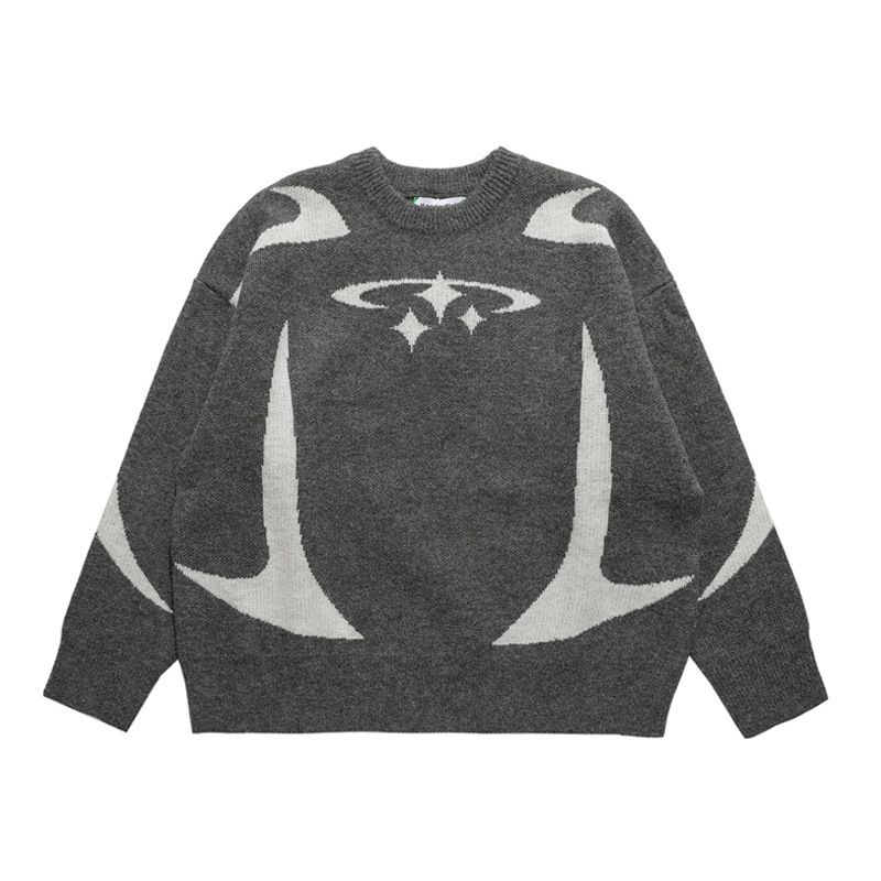 Unisex Oversized Sweater Couple Matching Winter Knitwear, Streetwear Pullover With Jacquard Pattern – Thick Warm Polyester Blend_viptrois.com