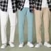Men's Clothing Thin Solid Color Straight Casual Pants Fashionable and Versatile Cropped Pants_viptrois.com
