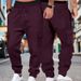 Men’s Heavyweight Jacquard Checkered Workwear Pants – Relaxed Fit Utility Trousers With Drawstring Waist (95% Polyester)_viptrois.com