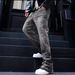 Cross-border Bestseller American Retro Washed Distressed Gray Splatter-paint Curved Cut Jeans For Men, Trendy Brand_viptrois.com