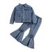 Children's Spring And Autumn Dress Girls Denim Suit With Coat Denim Flare Pants_viptrois.com