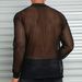 Long Sleeved Drop Shoulder Perspective T-Shirt, Fitness Breathable Mesh Hollow Bottom Shirt, Trendy Men's T-Shirt_viptrois.com