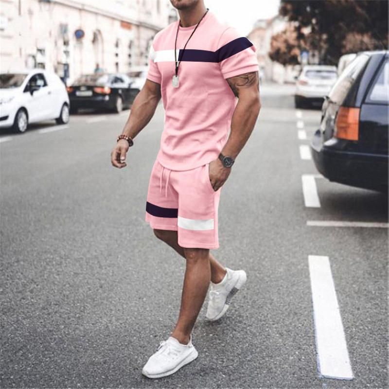 Men's Clothing Summer New Men's Casual T Shirt Shorts Two Piece Set Printed Youth Sportswear T Shirt Suit_viptrois.com