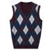 Men's Wool Blend V-Neck Sleeveless Sweater Vest - Classic Checkered & Camouflage Pattern, Slim Fit, Autumn Casual Wear_viptrois.com