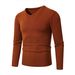 Men's Slim Fit V-neck Long Sleeve Knit Sweater - Lightweight Pullover For Autumn & Winter - Solid Color Casual Top_viptrois.com