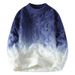 Men's Gradient Color Sweater - Trendy Round Neck Pullover For Youth & Adults (Khaki/Black-White/Greyish/Bluish, M-4XL_viptrois.com