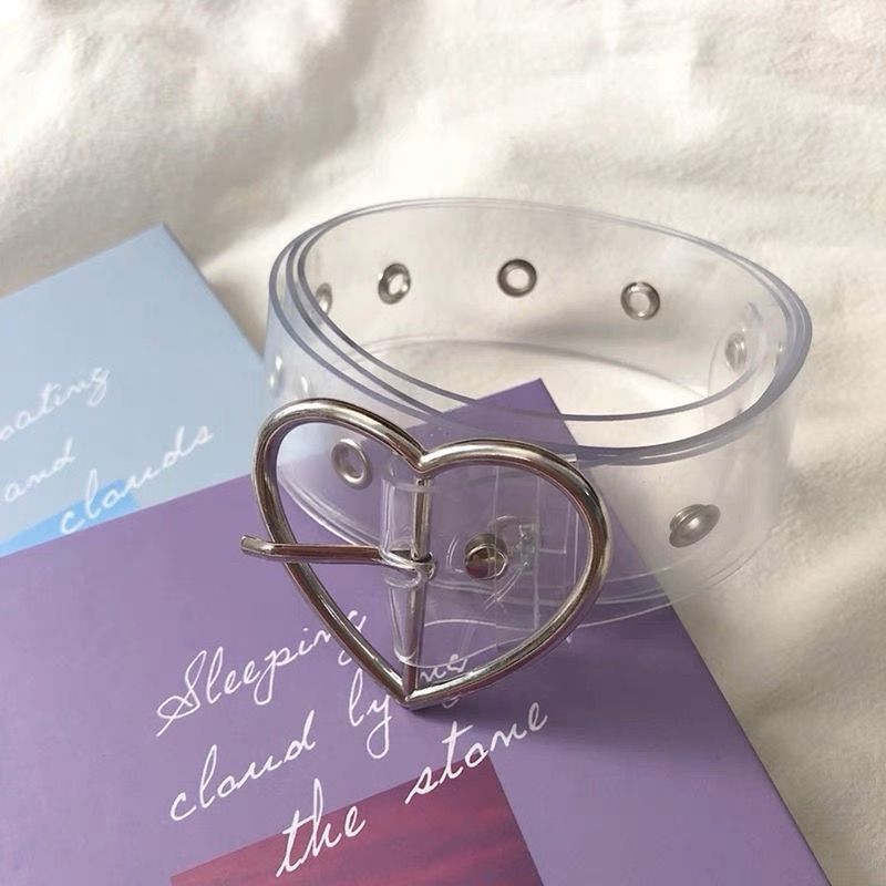 Instagram style double breasted transparent for women, simple and versatile fashion punk love belt, jeans belt_viptrois.com