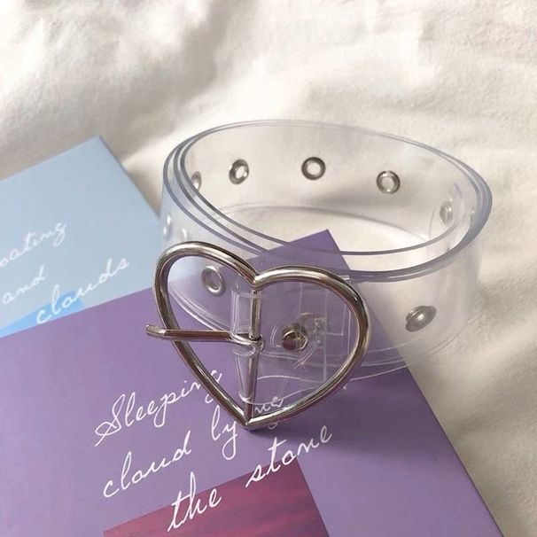 Instagram style double breasted transparent for women, simple and versatile fashion punk love belt, jeans belt_viptrois.com