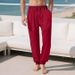 Men's Clothing European And American Casual Trousers Autumn Simple Loose Imitation Linen Sports Stitching Straight Men's Sweatpants_viptrois.com