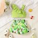 Ins Summer Hot Style Girls' Suit Ruffled Suspenders Short Top Avocado Print Shorts Suit_viptrois.com