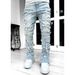 Men's Clothing New Street Men's Jeans Fashion Trend Straight Pants Micro Flaring Tassel Patch Pants_viptrois.com