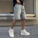 Men's Clothing Summer Mid Length Pants Trendy Brand Patch Hole Five Point Denim Shorts Men Ins Handsome Trendy Half Length Pants Youth Five_viptrois.com