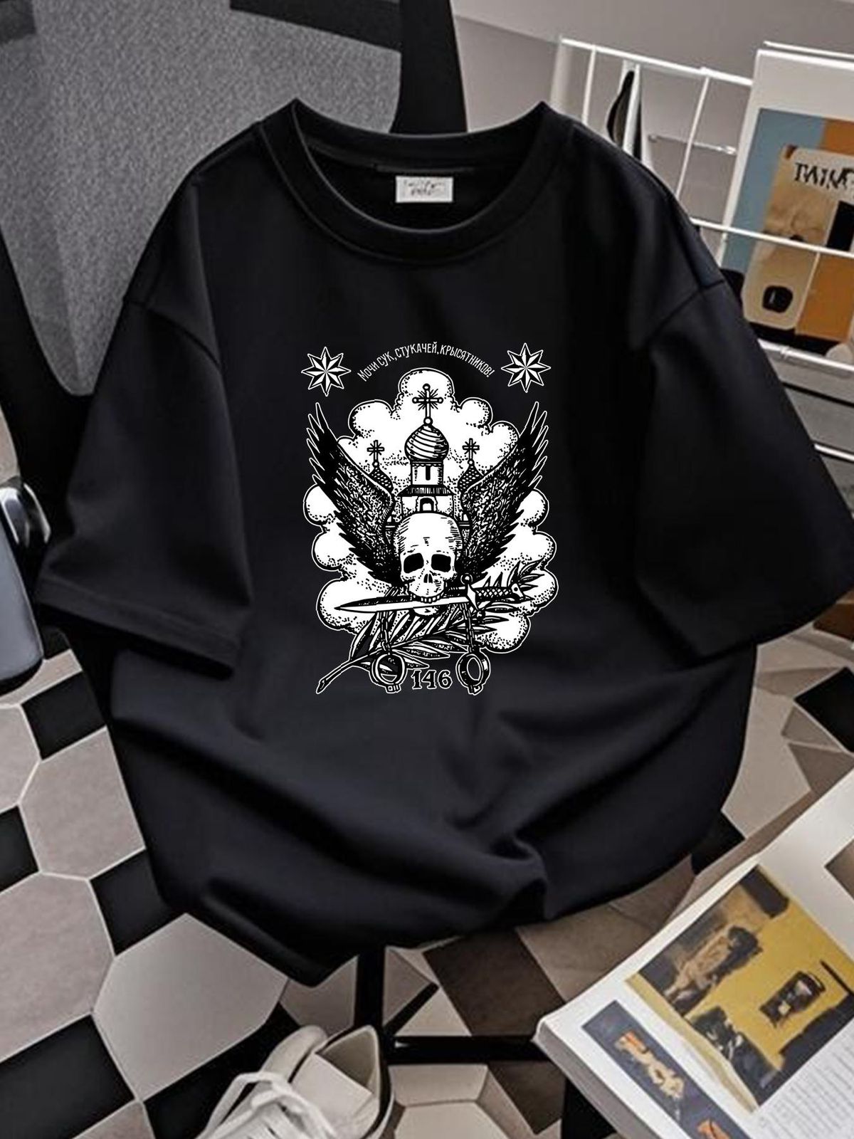 Russian Mob T Shirt Mafia Tattoo Gangster Urban Streetwear Prison Star Tee Fashion Versatile Soft Streetwear Summer Graphic Casual Comfortable_viptrois.com