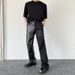 Men's Clothing leather pants men's trendy brand niche design letter embroidered straight pants elegant dark men's trousers_viptrois.com