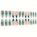 Blue Star Rendering Almond Shaped Short False Nails - Sweet & Cool Wearable Nails With New Technology (European & American Style)_viptrois.com