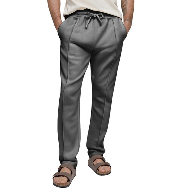 2025 Summer New European And American Men's Solid Color Sports Casual Pants Sweatpants Loose Straight Trousers_viptrois.com
