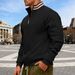 Men's Half-Zip Ribbed Stand Collar Sweatshirt - Casual Loose Pullover Fleece-Lined Hoodie For Winter & Autumn_viptrois.com