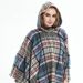Unisex Cloak Spring and Autumn winter bristle over check with hood cape_viptrois.com