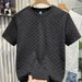 Men's Premium Short-Sleeve Polo Shirt – Lightweight Summer Casual Top With Plaid Pattern & Round Neck (Black/White)_viptrois.com