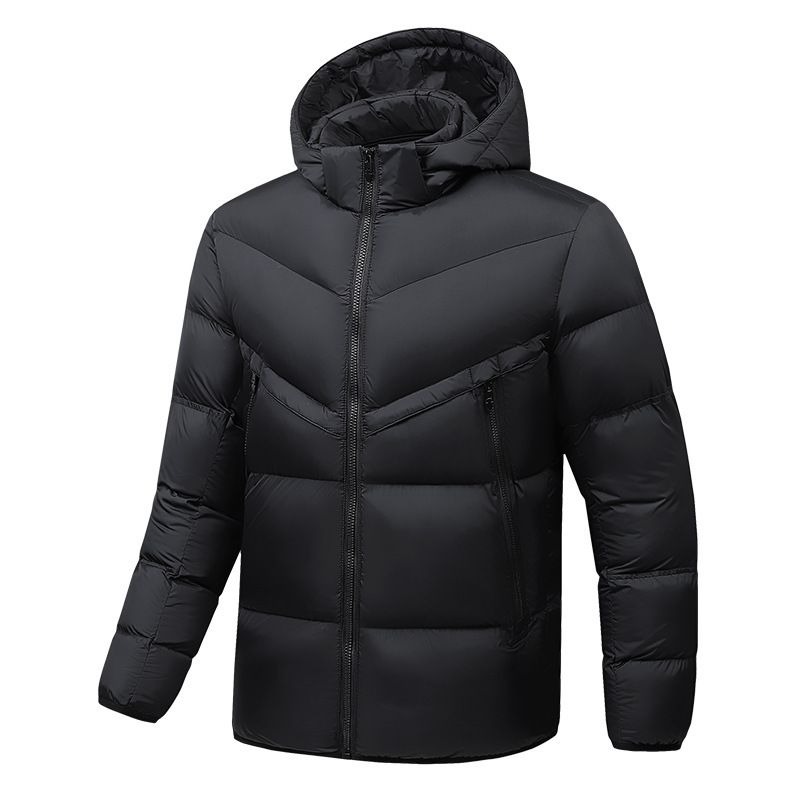 Men's Slim Fit Hooded Cotton Jacket - Fashionable Patchwork Casual Coat For Youth, Winter Warm Padded Coat_viptrois.com