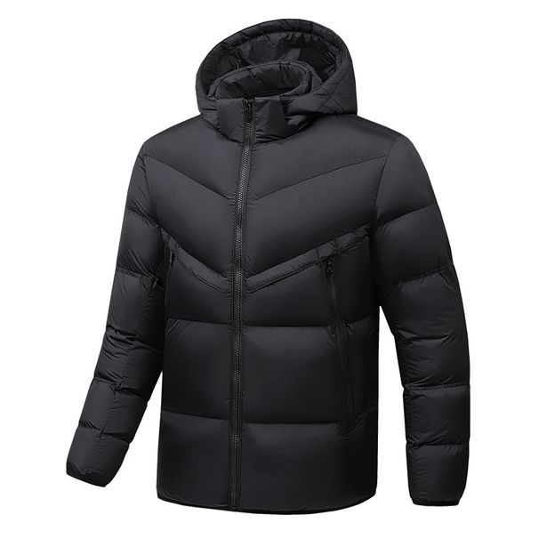 Men's Slim Fit Hooded Cotton Jacket - Fashionable Patchwork Casual Coat For Youth, Winter Warm Padded Coat_viptrois.com