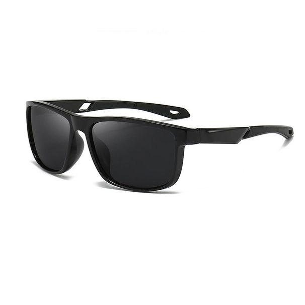 Men's Polarized Sunglasses Black Full Frame Riding Driving Mirror Fishing Glasses HD Sports Square Frame PC Sunglasses Bright_viptrois.com