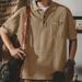 2024 Summer New Turn-down Collar Button T-shirt Men's European Style Washed Short Sleeve Loose Casual Top Men_viptrois.com