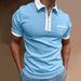 Men's Short-sleeved T-shirt Slim Fit Patchwork Zipper Turn Down Collar Men Golf Polo Summer T-Shirts Streetwear Breathable_viptrois.com