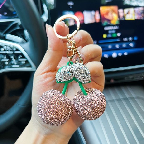 Sparkling Cherry Keychain - Ceramic Rhinestone Car Keys & Bag Charm (Perfect Gift For Her)_viptrois.com