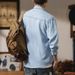 Large Size Men's Clothing New Tencel Ultra-thin Denim Shirt Spring And Summer Solid Color Fat Denim Shirt Men's Hair_viptrois.com